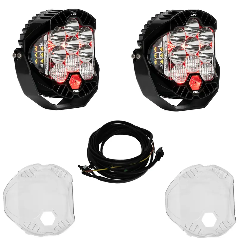 Baja Designs Lp9 Pro Driving/Combo Led Light Kit W/ Red Backlight-Wiring-Guards 1