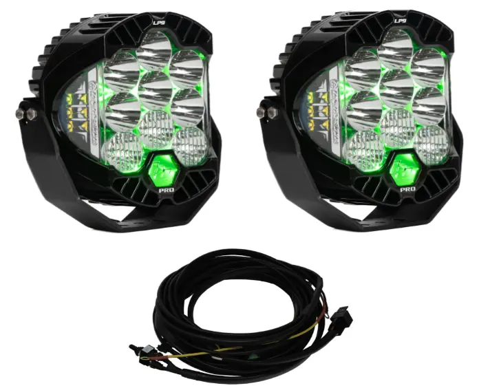 Baja Designs Lp9 Pro Driving/Combo Light Kit W/ Green Backlight & Wiring Harness 1