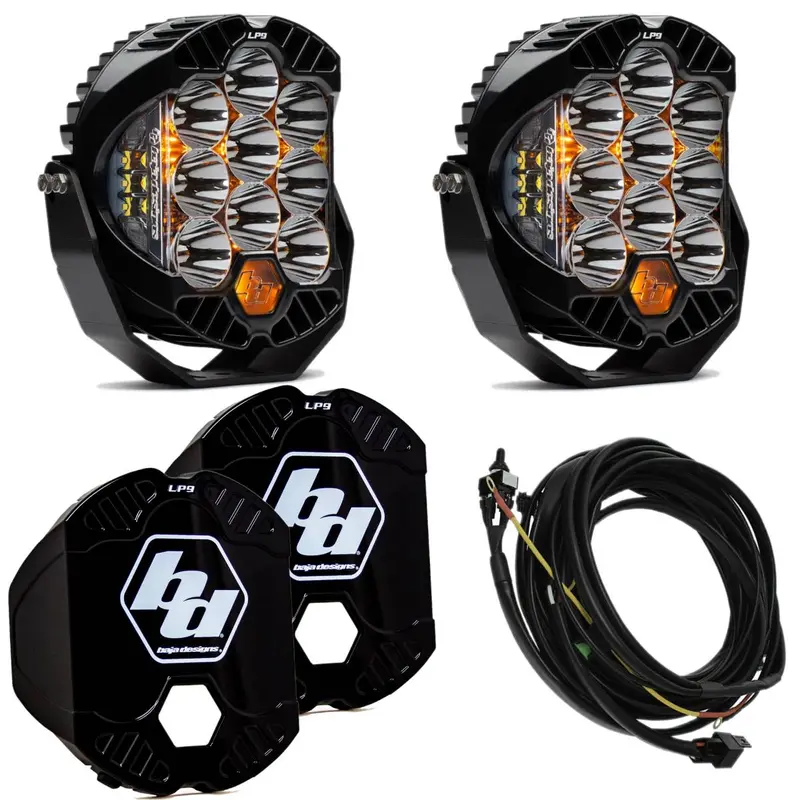Baja Designs Lp9 Pro Led Clear Spot Pattern Lights/Toggle Harness/Rock Guards 1
