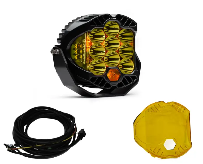 Baja Designs Lp9 Pro Spot Amber Light Pod Kit W/ Wiring Harness & Rock Guard 1