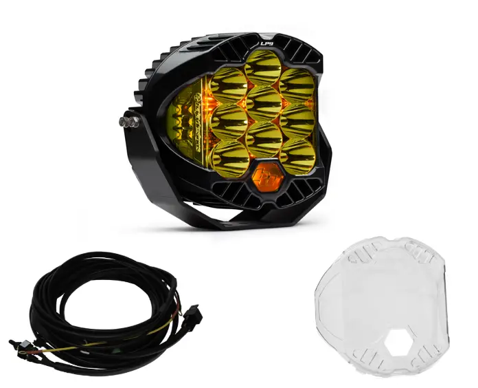 Baja Designs Lp9 Pro Spot Amber Light Pod Kit W/ Wiring Harness & Rock Guard 1