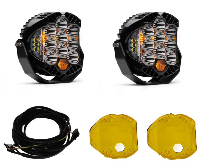 Baja Designs Lp9 Pro Spot Led Light Kit W/ Wiring Harness & Amber Rock Guards 1