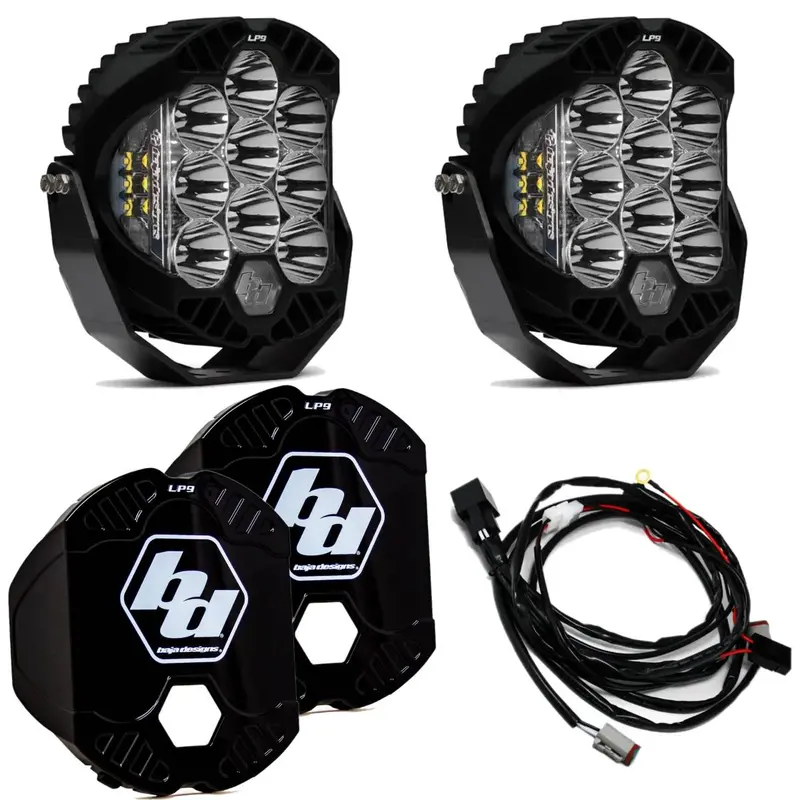 Baja Designs Lp9 Sport Led Clear Spot Pattern Lights/Toggle Harness/Rock Guards 1