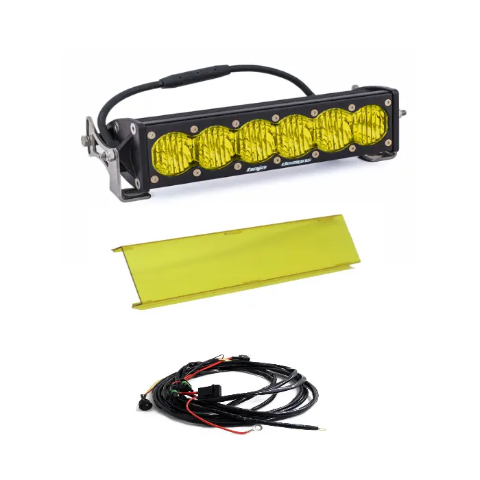 Baja Designs Onx6+ 10" Amber Wide Cornering Light Bar W/ Wiring & Amber Guard 1