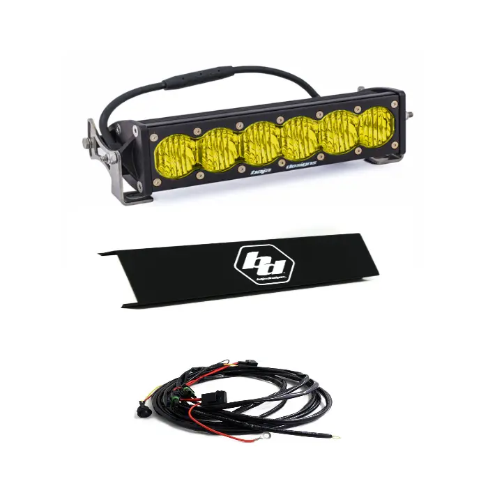 Baja Designs Onx6+ 10" Amber Wide Cornering Light Bar W/ Wiring & Black Guard 1
