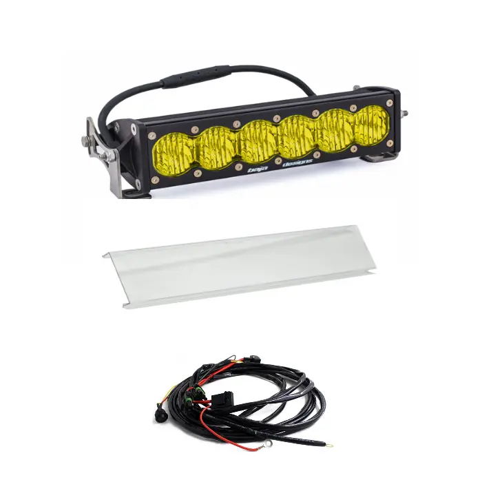 Baja Designs Onx6+ 10" Amber Wide Cornering Light Bar W/ Wiring & Clear Guard 1