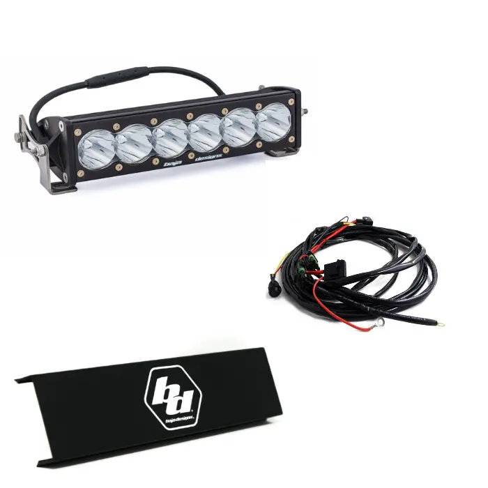 Baja Designs Onx6+ 10" Clear Spot Beam Light Bar W/ Wiring Harness & Rock Guard 1