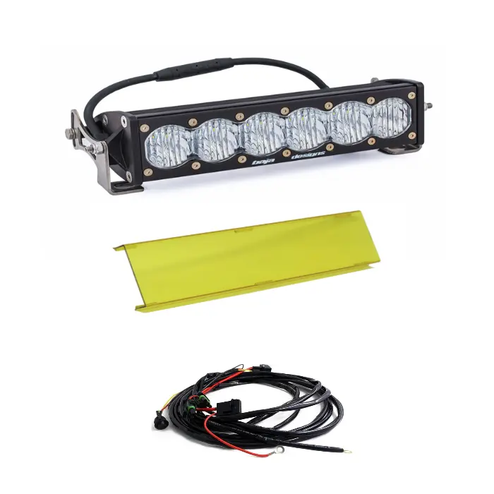 Baja Designs Onx6+ 10" Wide Cornering Light Bar W/ Wiring Harness & Amber Guard 1