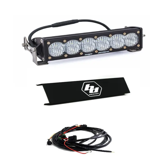Baja Designs Onx6+ 10" Wide Cornering Light Bar W/ Wiring Harness & Black Guard 1