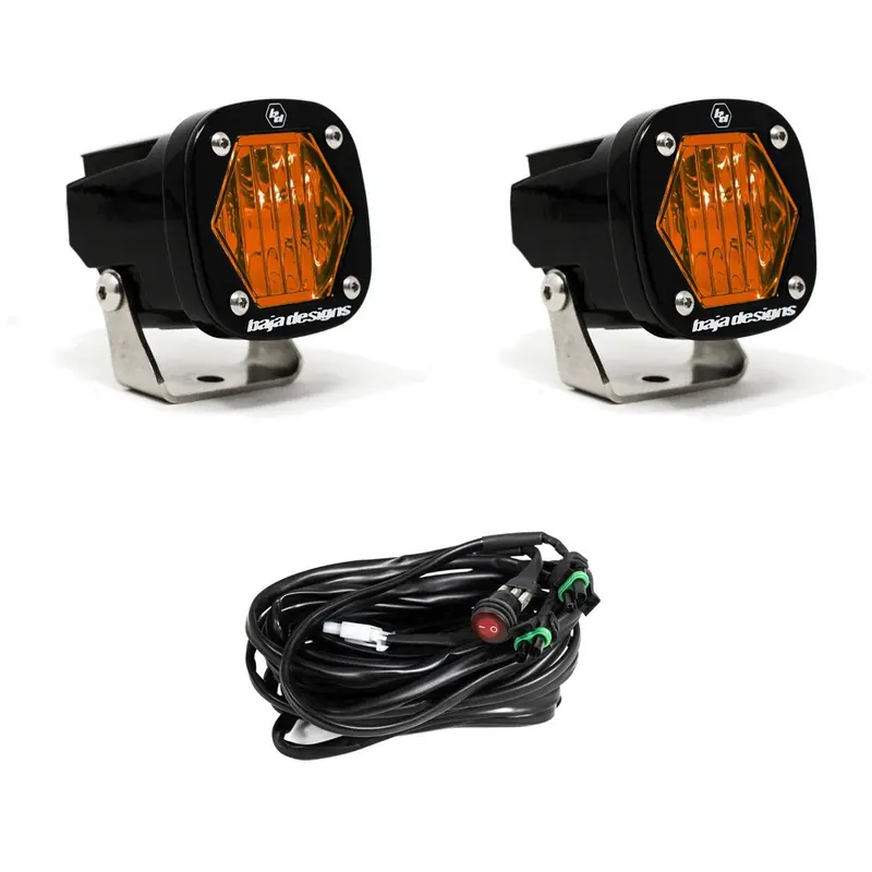 Baja Designs Pair S1 Factory Amber Wide Cornering Led Light W/Mounting Bracket 1