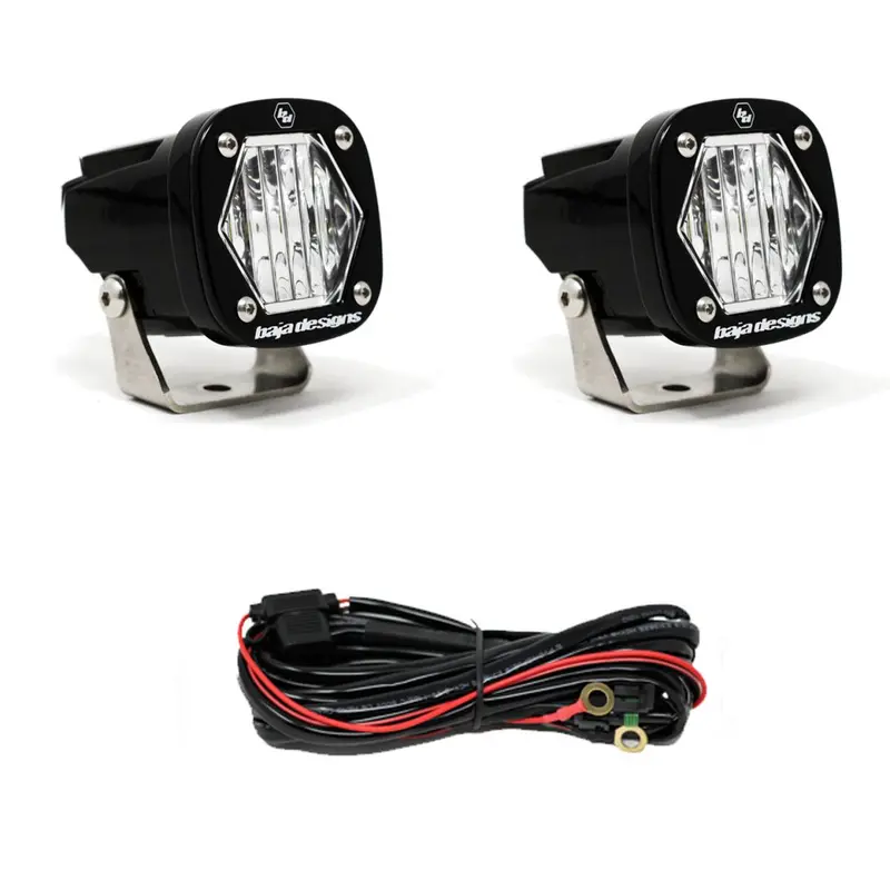 Baja Designs S1 Black Wide Cornering 5000K 2,375 Lumens Led Light Pair & Harness 1
