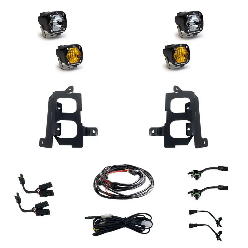 Baja Designs S1 Dual Fog Pocket Light Kit- Amber/Clear For 19-22 Gmc Sierra 1500 1