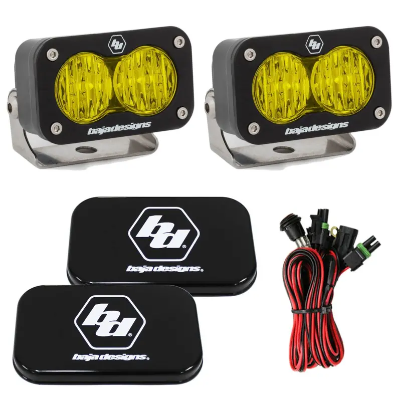 Baja Designs S2 Sport 5000K Amber Wide Cornering Led Light Pods With Rock Guards 1