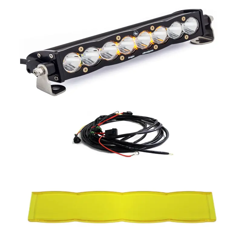 Baja Designs S8 10" Clear Led Spot Light Bar Kit W/ Wiring Harness & Amber Guard 1