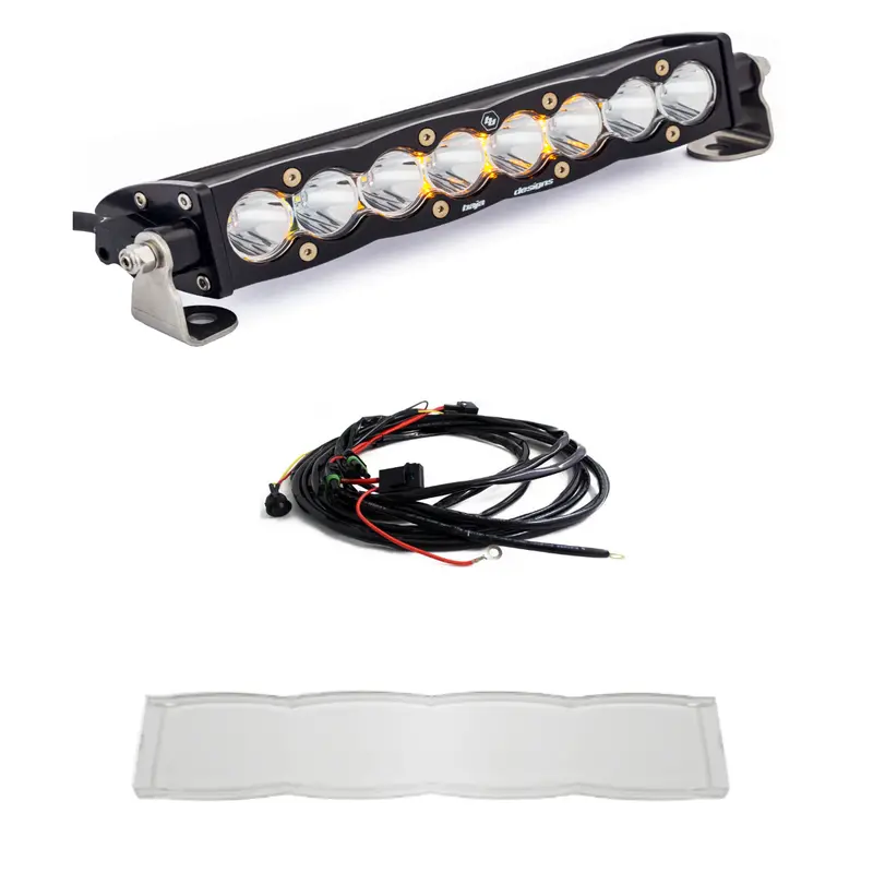 Baja Designs S8 10" Clear Led Spot Light Bar Kit W/ Wiring Harness & Clear Guard 1