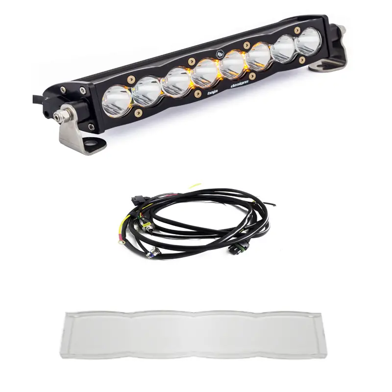 Baja Designs S8 10" Clear Led Spot Light Bar Kit W/ Wiring Harness & Clear Guard 1