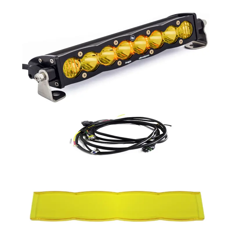 Baja Designs S8 10" Driving/Combo Amber Light Bar W/ Wiring Harness & Rock Guard 1