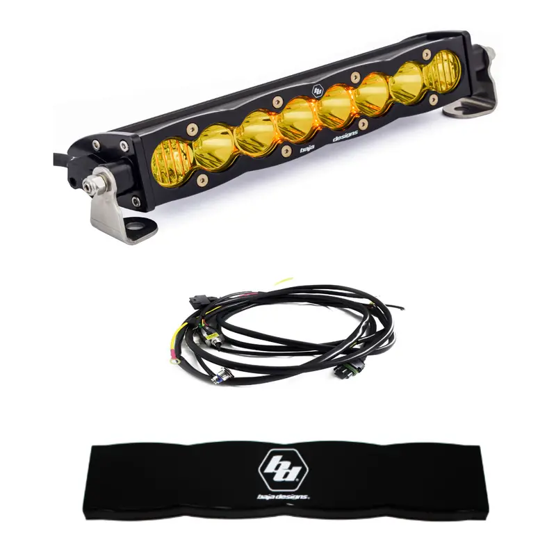 Baja Designs S8 10" Driving/Combo Amber Light Bar W/ Wiring Harness & Rock Guard 1
