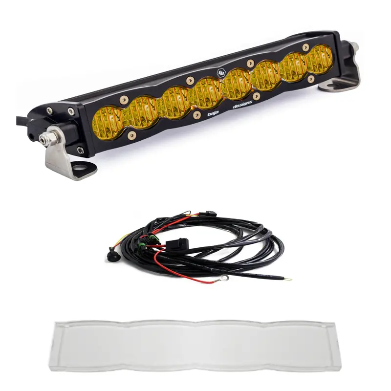 Baja Designs S8 10" Wide Cornering Amber Light Bar W/ Wiring Harness & Guard 1