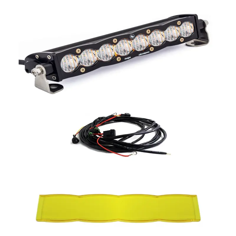Baja Designs S8 10" Wide Cornering Led Light Bar W/ Wiring Harness & Amber Guard 1