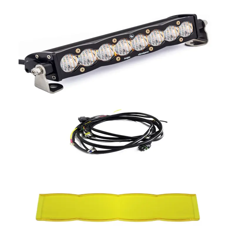 Baja Designs S8 10" Wide Cornering Led Light Bar W/ Wiring Harness & Amber Guard 1
