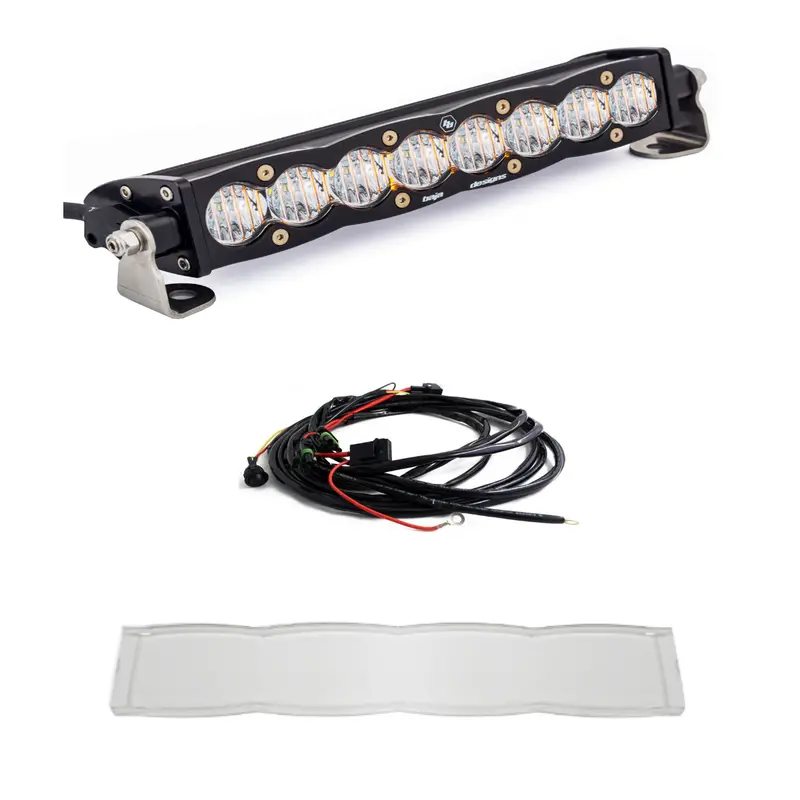Baja Designs S8 10" Wide Cornering Led Light Bar W/ Wiring Harness & Clear Guard 1