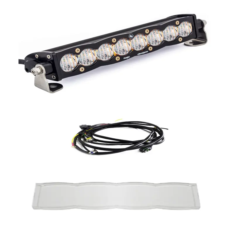Baja Designs S8 10" Wide Cornering Led Light Bar W/ Wiring Harness & Clear Guard 1