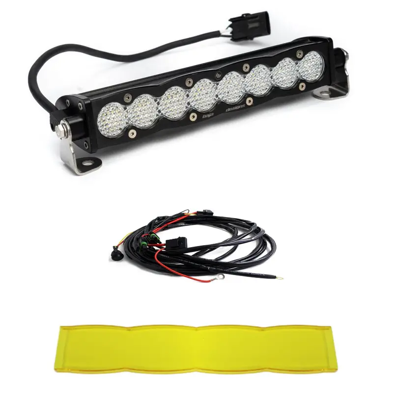Baja Designs S8 10" Work/Scene Led Light Bar W/ Wiring Harness & Amber Guard 1