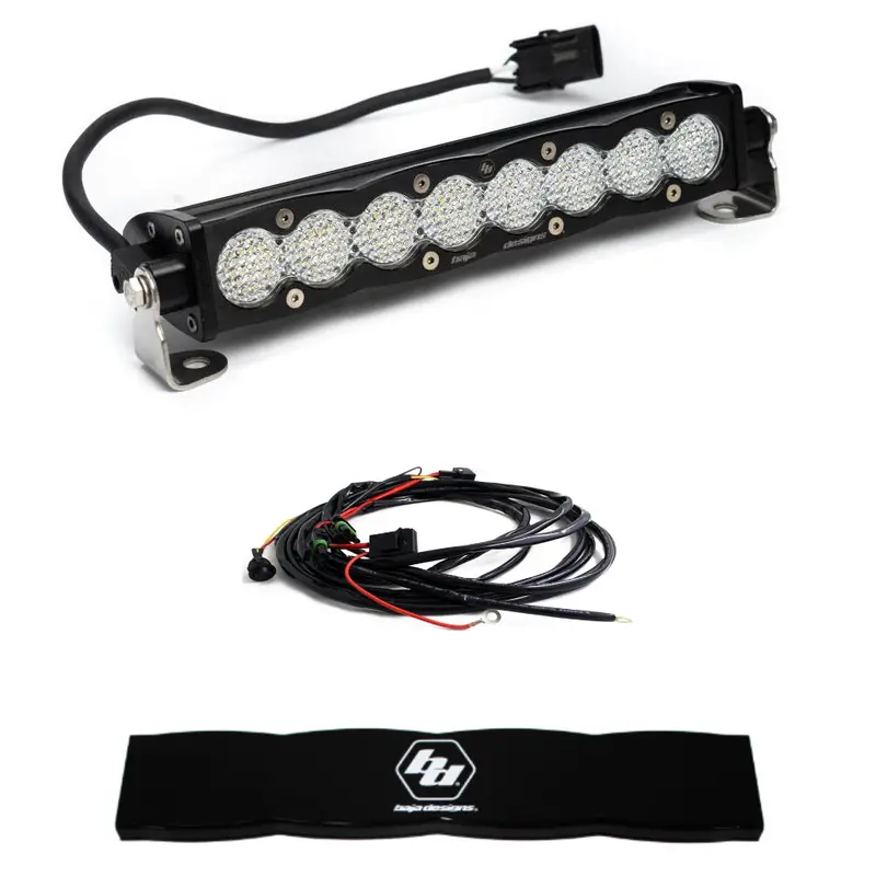 Baja Designs S8 10" Work/Scene Led Light Bar W/ Wiring Harness & Black Guard 1