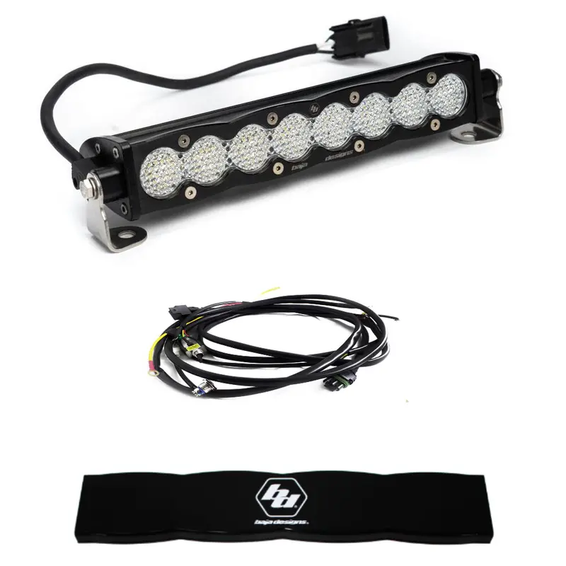 Baja Designs S8 10" Work/Scene Led Light Bar W/ Wiring Harness & Black Guard 1