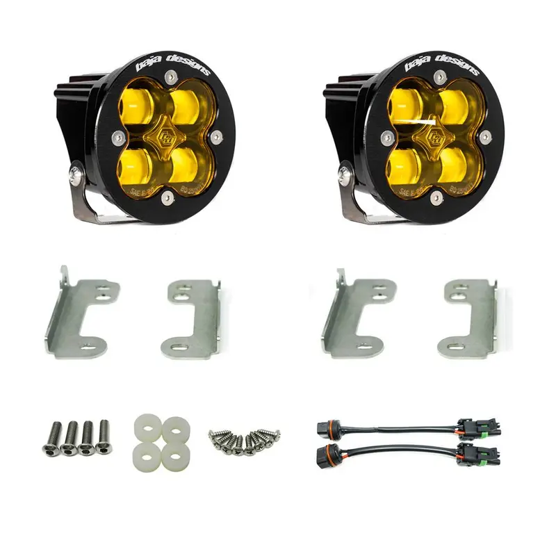 Baja Designs Squadron-R Sae Amber Fog Light Kit For 2007-2009 Jeep Wrangler Jk 1