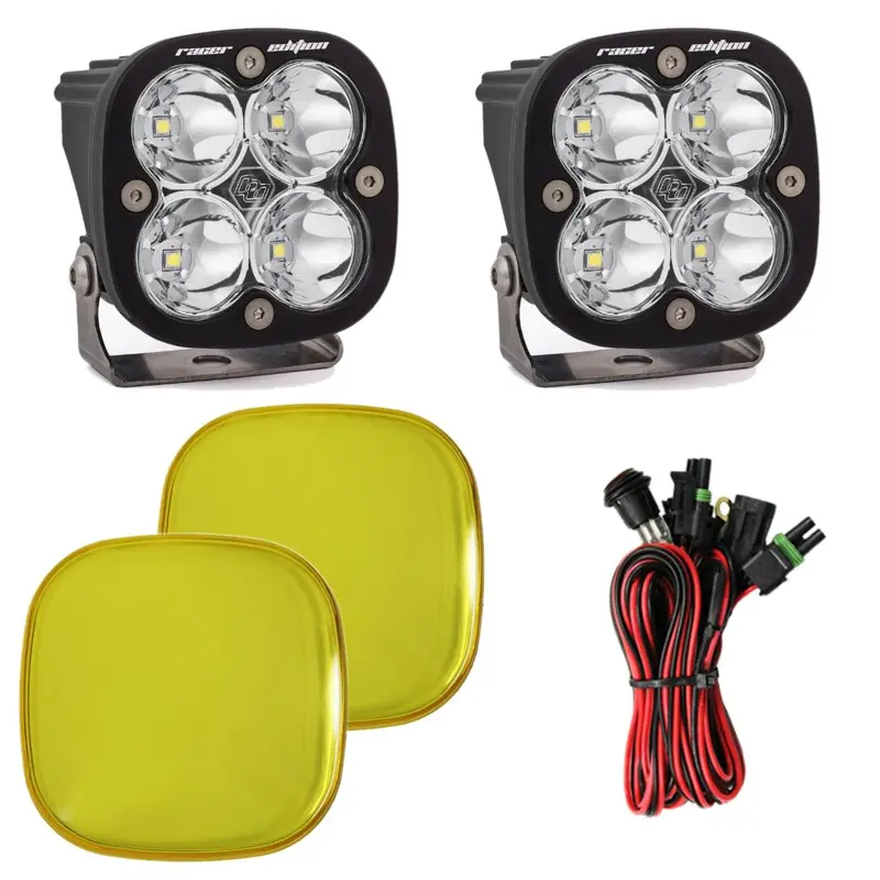 Baja Designs Squadron Racer Edition Clear Led Spot Lights W/ Amber Rock Guards 1