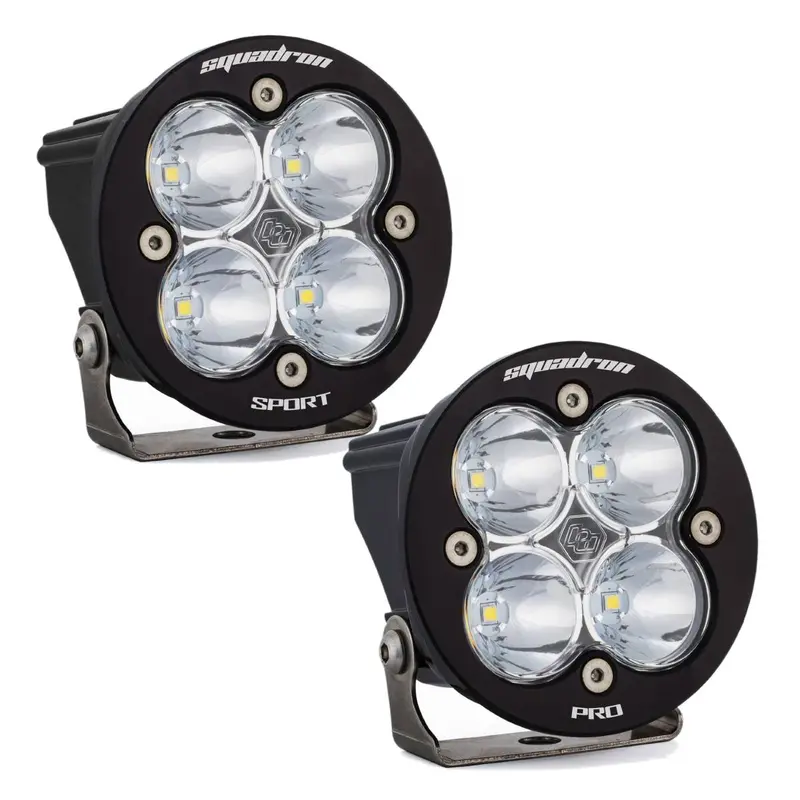 Baja Designs Squadron Round Pro Clear Spot Beam Led Lights W/ Rock Guards 2