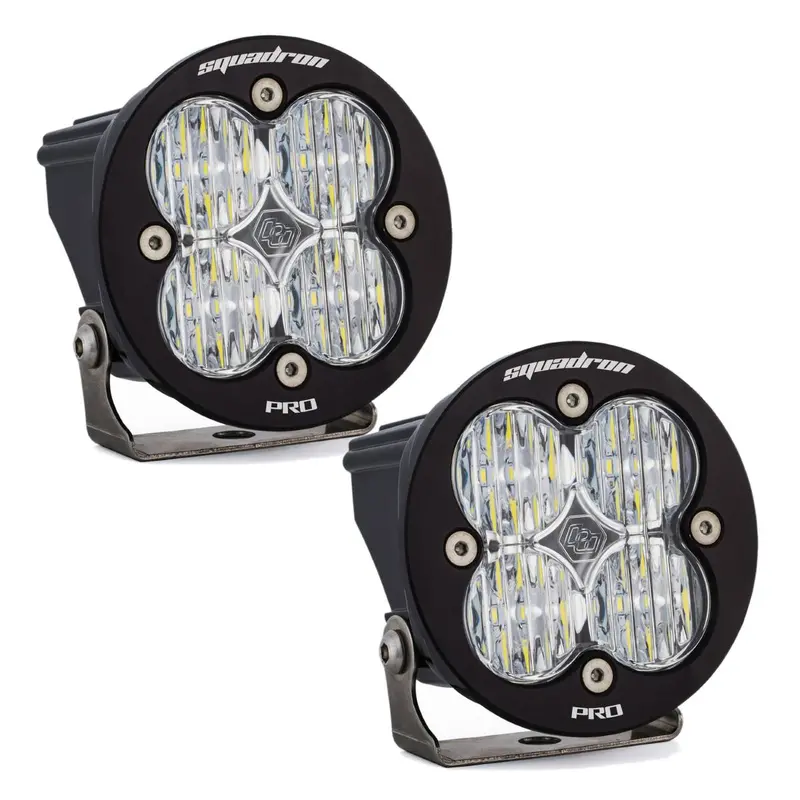 Baja Designs Squadron Round Pro Clear Wide Cornering Led Lights W/ Rock Guards 2