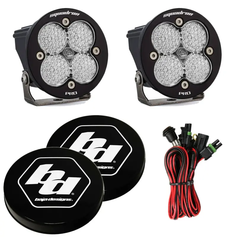 Baja Designs Squadron Round Pro Clear Work/Scene Led Lights W/ Rock Guards 1