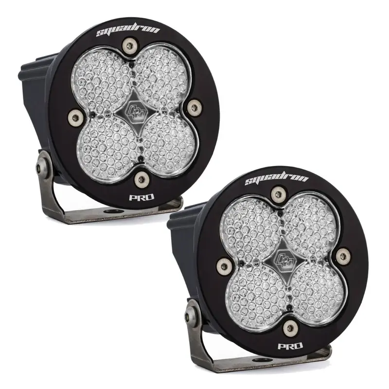 Baja Designs Squadron Round Pro Clear Work/Scene Led Lights W/ Rock Guards 2