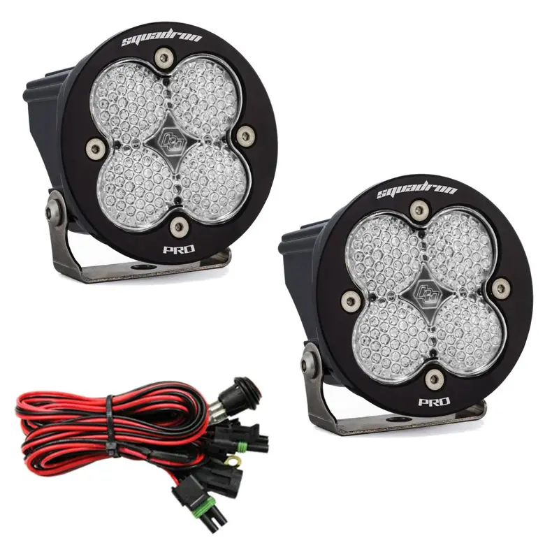 Baja Designs Squadron Round Pro Clear Work/Scene Led Lights W/ Wiring Harness 1