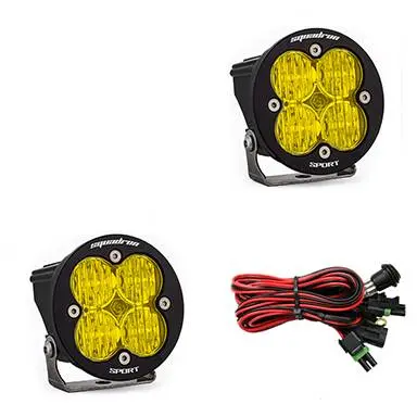 Baja Designs Squadron Round Sport Amber Wide Cornering Led Lights W/ Rock Guards 2