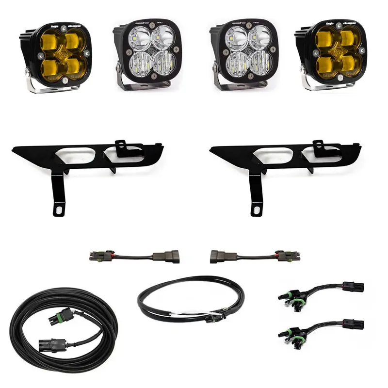 Baja Designs Squadron Sae/Pro Amber Fog Light Kit W/ Upfitter Harness For 2021-2023 F150 1