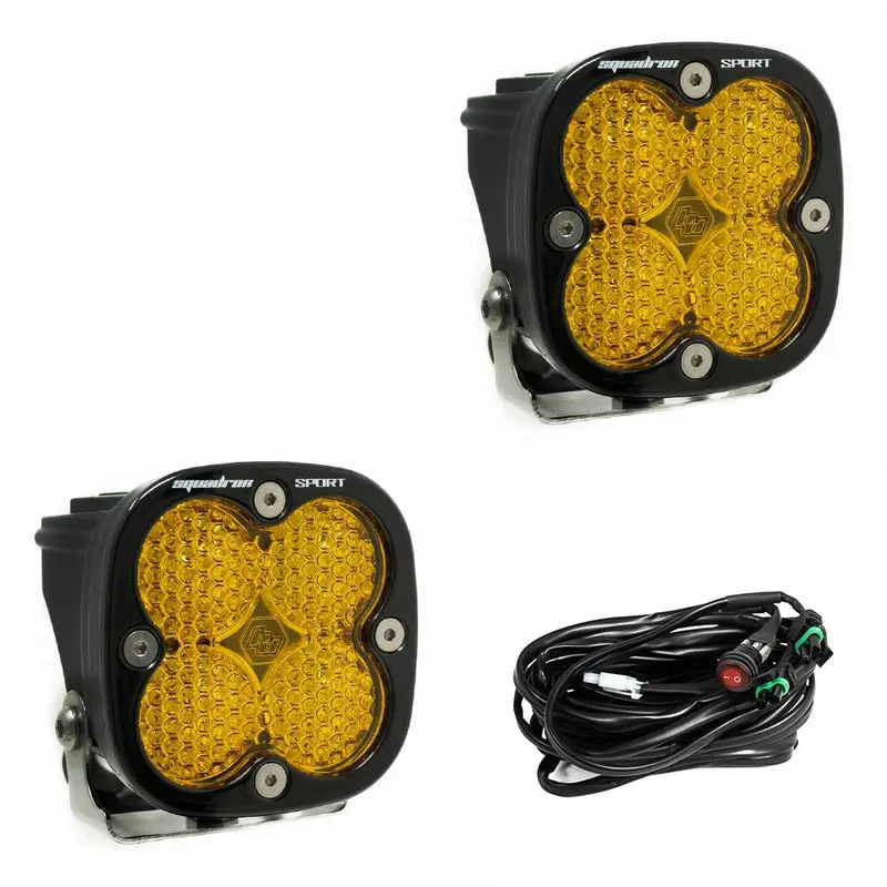Baja Designs Squadron Sport Black Led Auxiliary Light Pod Pair- Universal- Amber 1