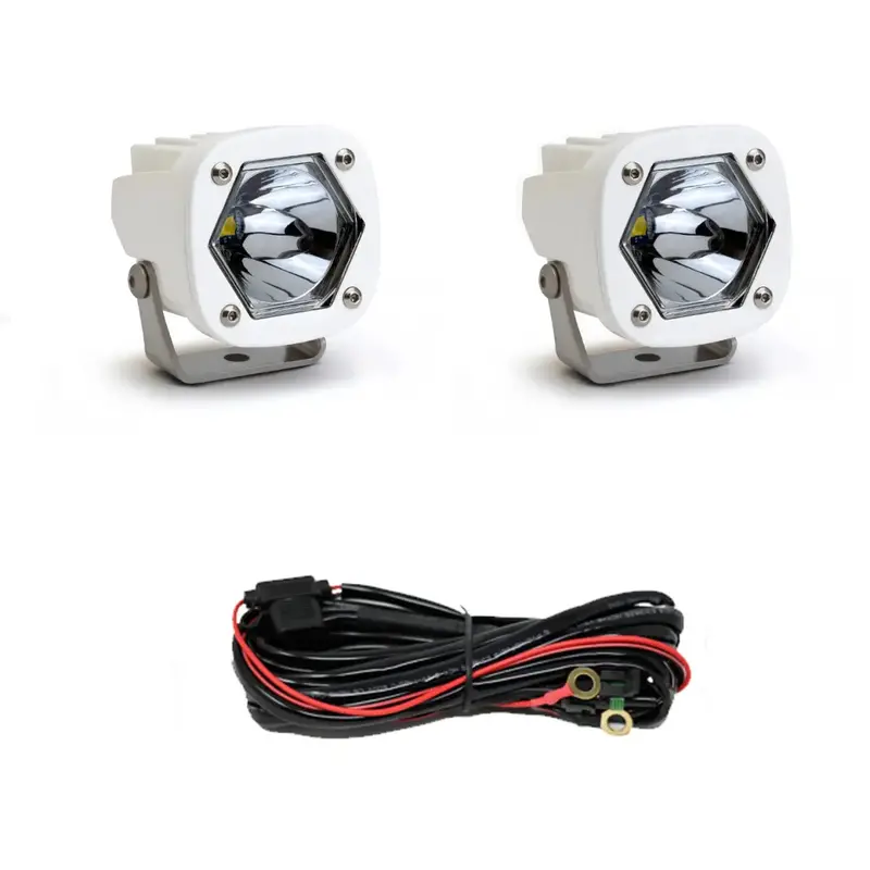 Baja Designs White S1 Clear Spot Led Auxiliary Lighting Kit With Toggle Harness 1