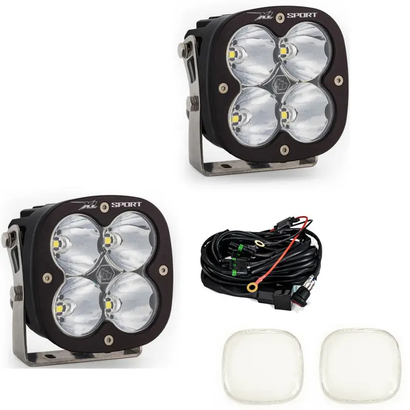 Baja Designs Xl Pro Spot Clear Led Light Pod Kit W/ Wiring & Clear Rock Guards 1