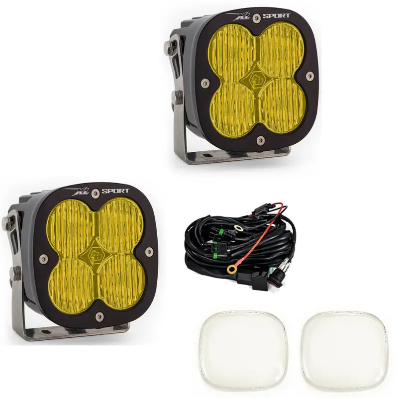 Baja Designs Xl Pro Wide Cornering Amber Light Pod Kit W/ Wiring & Rock Guards 1
