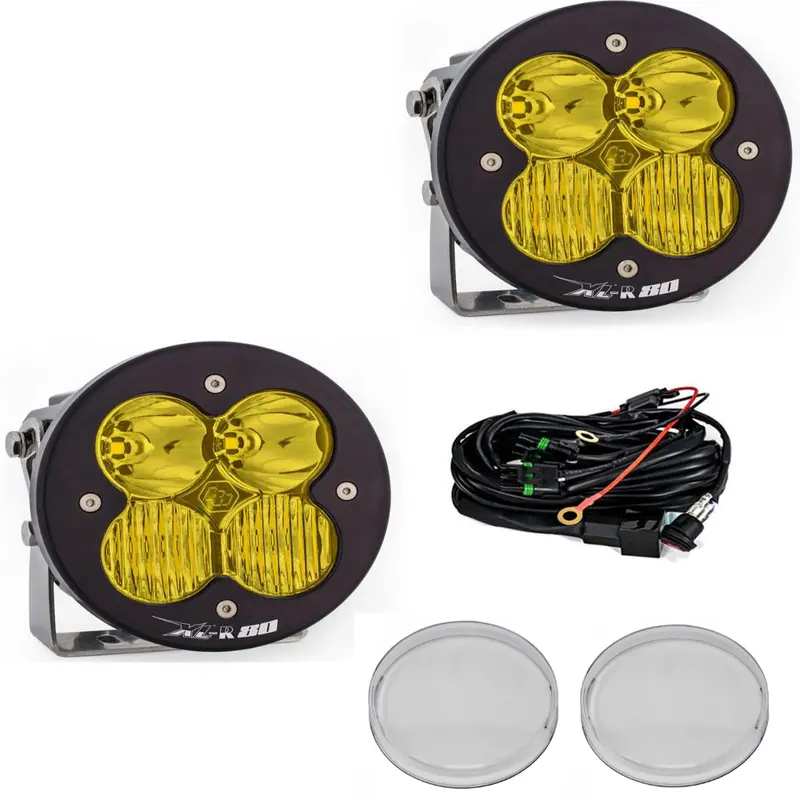 Baja Designs Xl-R 80 Driving/Combo Amber Light Pod Kit W/ Wiring & Rock Guards 1
