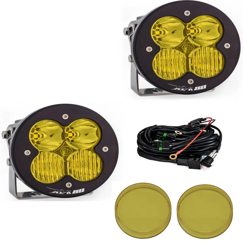 Baja Designs Xl-R 80 Driving/Combo Amber Light Pod Kit W/ Wiring & Rock Guards 1