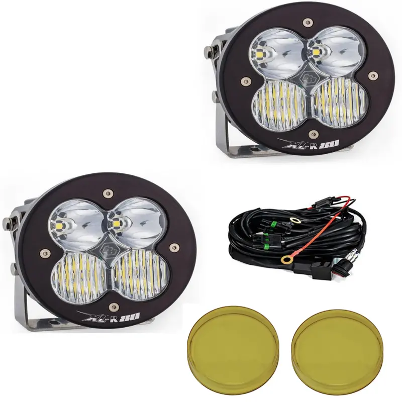 Baja Designs Xl-R 80 Driving/Combo Light Pod Kit W/ Wiring & Amber Rock Guards 1
