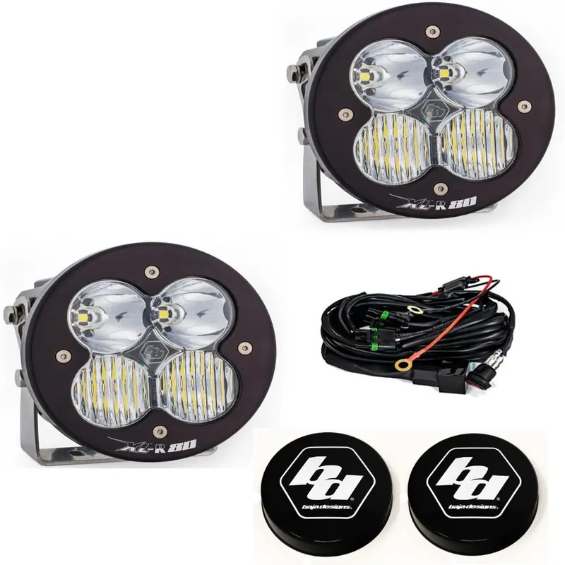 Baja Designs Xl-R 80 Driving/Combo Light Pod Kit W/ Wiring & Black Rock Guards 1