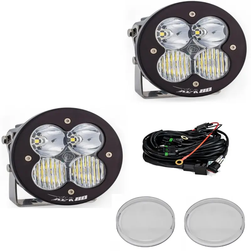 Baja Designs Xl-R 80 Driving/Combo Light Pod Kit W/ Wiring & Clear Rock Guards 1