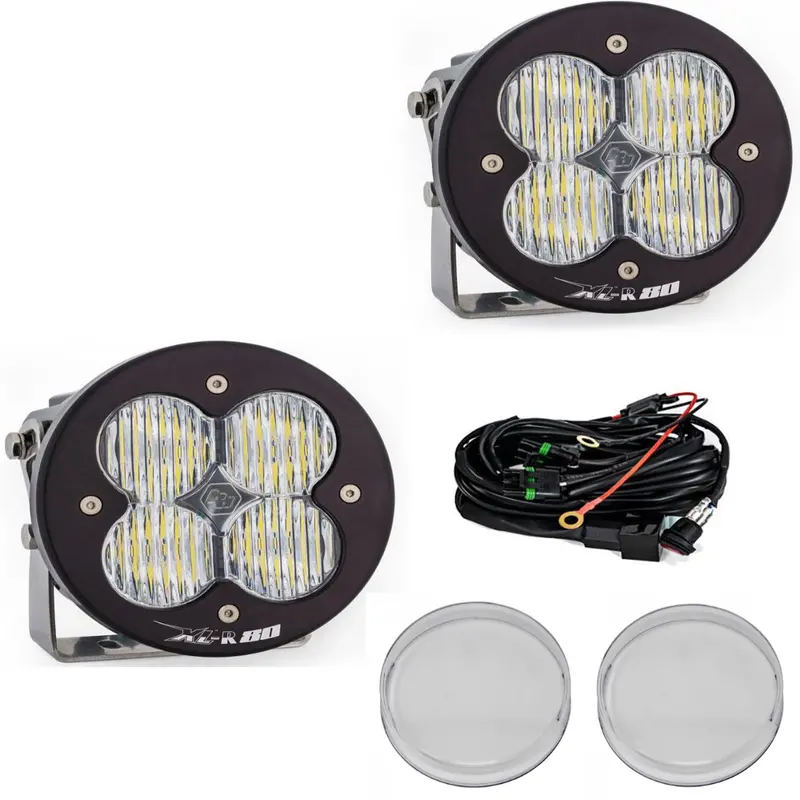 Baja Designs Xl-R 80 Wide Cornering Light Pod Kit W/ Wiring & Clear Rock Guards 1