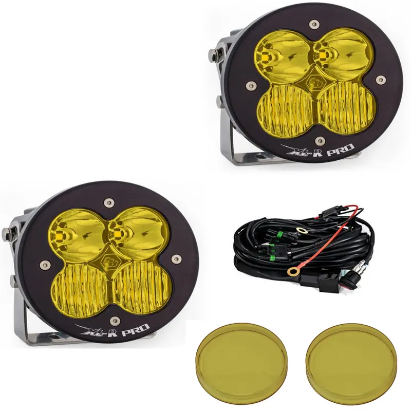Baja Designs Xl-R Pro Driving/Combo Amber Light Pod Kit W/ Wiring & Amber Guards 1